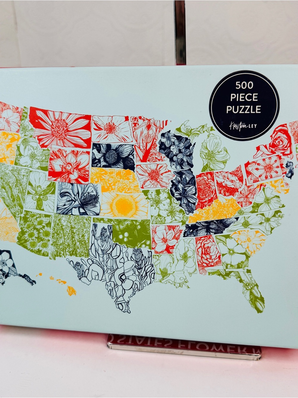 United States Flower Map by Kristen Ley 500 Pc. Jigsaw Puzzle Boho Floral Vibes